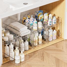 4 Pack of Vtopmart 2 Tier, Pull Out Under Sink Organizers