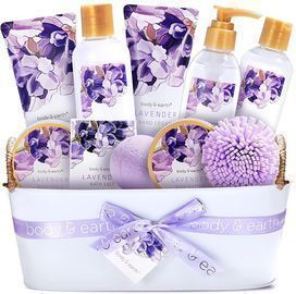 Body & Earth Gift Basket, 11 Piece Lavender Spa Set