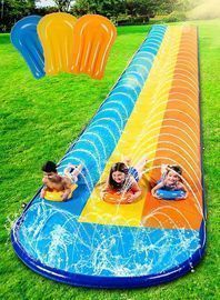 Sloosh Triple Water Slide with 3 BodyBoards, 22.5FT Lawn Water Splash Slip and Slide