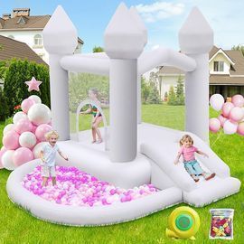 White Bounce House Bouncy Castle with Big Ball Pit