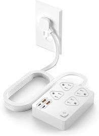 6ft Flat Plug Extension Cord w/ 20W USB C Ports