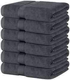 6 Pack of Grey Utopia 100% Ring Spun Cotton Medium Bath Towels
