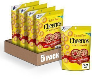 Cheerios Whole Grain Oats Gluten-Free Breakfast Cereal, 2.2oz, 5pk
