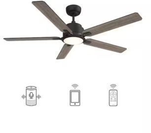 CARRO Essex 52" Dimmable LED Indoor/Outdoor Black Smart Ceiling Fan
