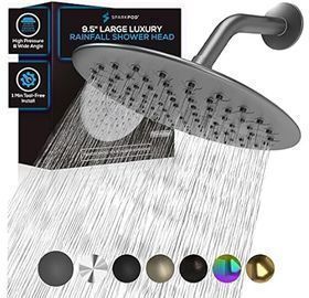 SparkPod 9.5" Large Rain Shower Head, Titanium Grey