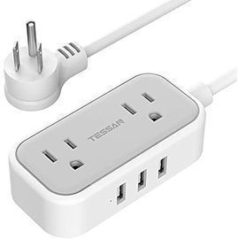 TESSAN 5ft Mini Power Strip w/ 2 Outlets & 3 USB-A Ports