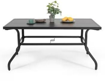 Nuu Garden Black Rectangle Metal Outdoor Patio Dining Table