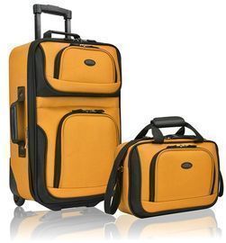 U.S. Traveler Rio Rugged Fabric Expandable Carry-On Luggage, 2pc Set