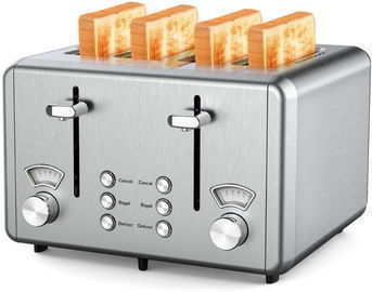 WHALL 4 Slice Stainless Steel Toaster with Dual Control Panels