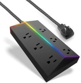 Titan 6 Outlet 1500 Joules Surge Protector Strip with ColorChanging LED