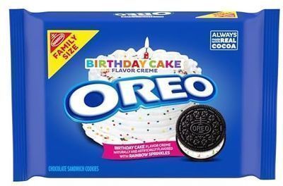 OREO Birthday Cake Creme Chocolate Sandwich Cookies, Family Size, 17oz