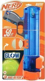 Nerf Dog 16in Translucent Blaster W/Ball Clip and 2.5in TPR Lightning Glow Ball Dog Toy