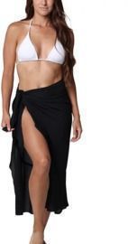 Women's Solid Ruffled Long Side-Tie Sarong Cover-Up