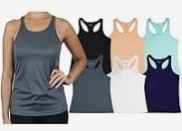 Galaxy By Harvic Assorted Women's Moisture Wicking Performance Racerback Tank Top, 5pk