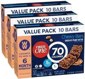 Fiber One 70 Calorie Chocolate Peanut Butter Bars, 10ct, 3pk