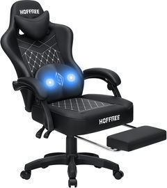 Hoffree Gaming Chair with Massage and Footrest