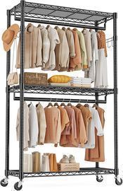 Heavy Duty Adjustable Garment Clothing Rack with Wheels