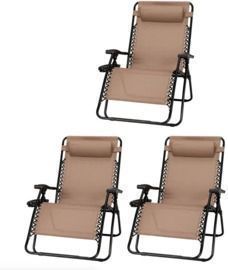 our Seasons Courtyard Sunny Isles XL Zero Gravity Outdoor Chairs, 3pk
