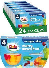 Dole Fruit Bowls No Sugar Added Snacks, Cherry Mixed Fruit, 24ct