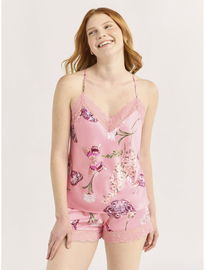 Womens Satin Cami and Shorts Pajama Set