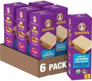 Annie's Organic Graham Sandwich Cookies, Birthday Cake, 12ct, 6pk