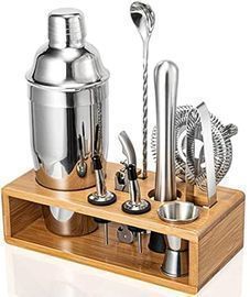 Mixology Bartender Kit 10pc Bar Tool Set with Stylish Bamboo Stand