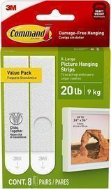 Command 20lb XL Heavyweight Picture Hanging Strips, 8pr