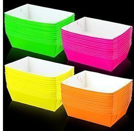 48pc Neon Glow Party Paper Food Trays