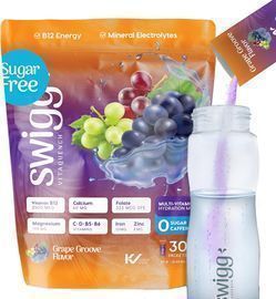 Swigg Sugar-Free 10+ Multi Vitamin Electrolytes Powder, Grape Groove, 30ct