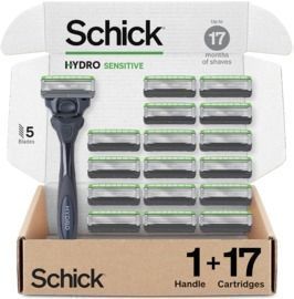 Schick Hydro Sensitive Razors for Men, 1 Mens Razor Handle with 17 Razor Blades Refills