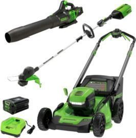 Greenworks 80V 21 Lawn Mower, 13 String Trimmer, & 730 Leaf Blower Combo