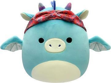 Squishmallows Original 14" Tatiana Teal Dragon with Red Bandana