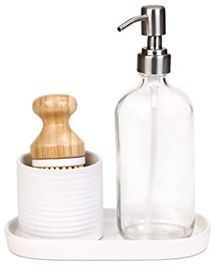 Smart Design Ceramic Soap Pump and Brush Set