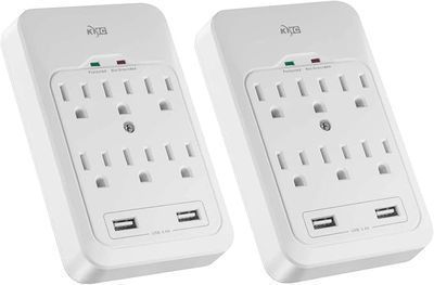 KMC 6-Outlet Surge Tap w/ 2 USB Ports, 2pk
