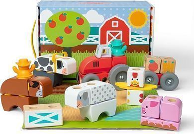 Melissa & Doug Blockables Farm Snap and Play Building Block Set