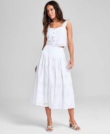 Women's Cotton Eyelet Midi Skirt