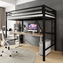 Amolife Twin Size Heavy Duty Metal Loft Bed with Removable Ladder & Full-Length Guardrail