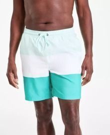 Club Room Men's Colorblocked 7" Swim Trunks